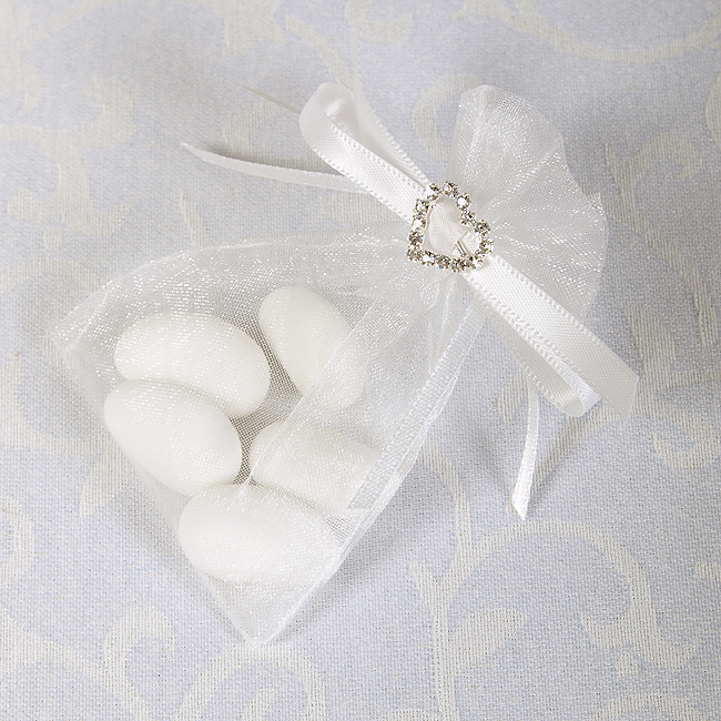 Picture of White Organza Bag with Diamante Heart