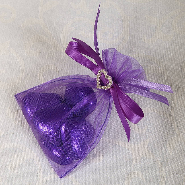 Picture of Ready Made Organza and Diamante Bag in Purple