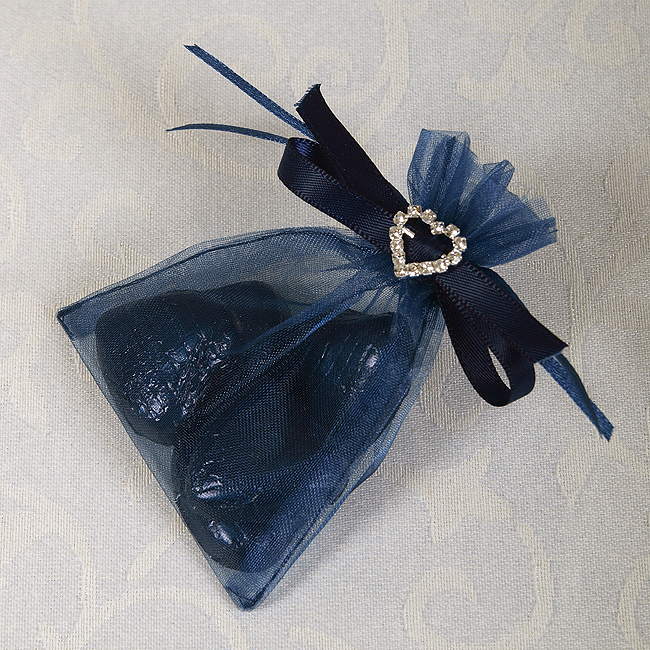 Picture of Ready Made Organza and Diamante Bag in Navy