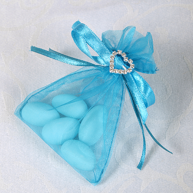 Picture of Ready Made Organza and Diamante Bag in Turquoise