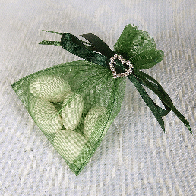 Picture of Ready Made Organza and Diamante Bag in Bottle Green