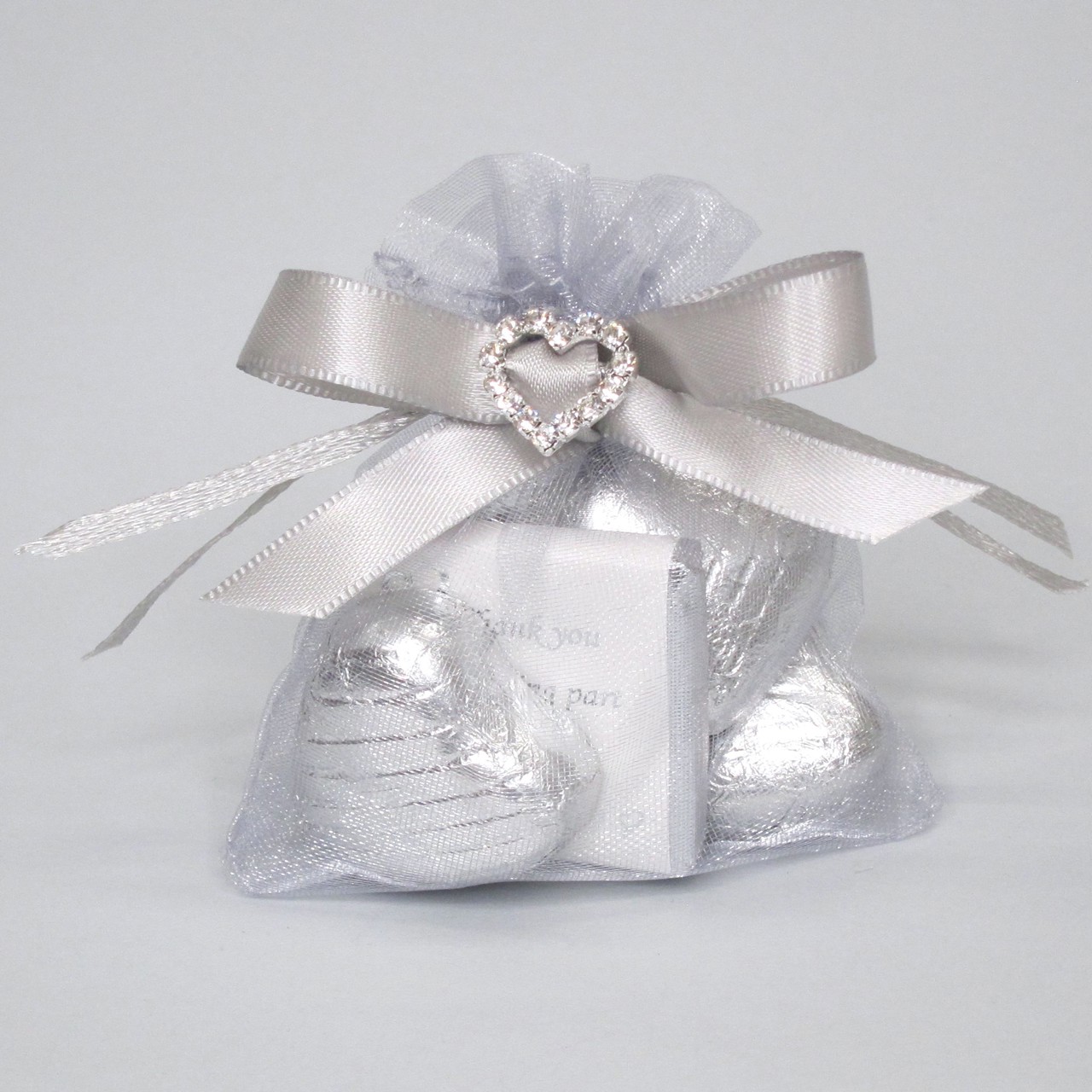 Picture of Silver Wedding Diamante Heart Bag