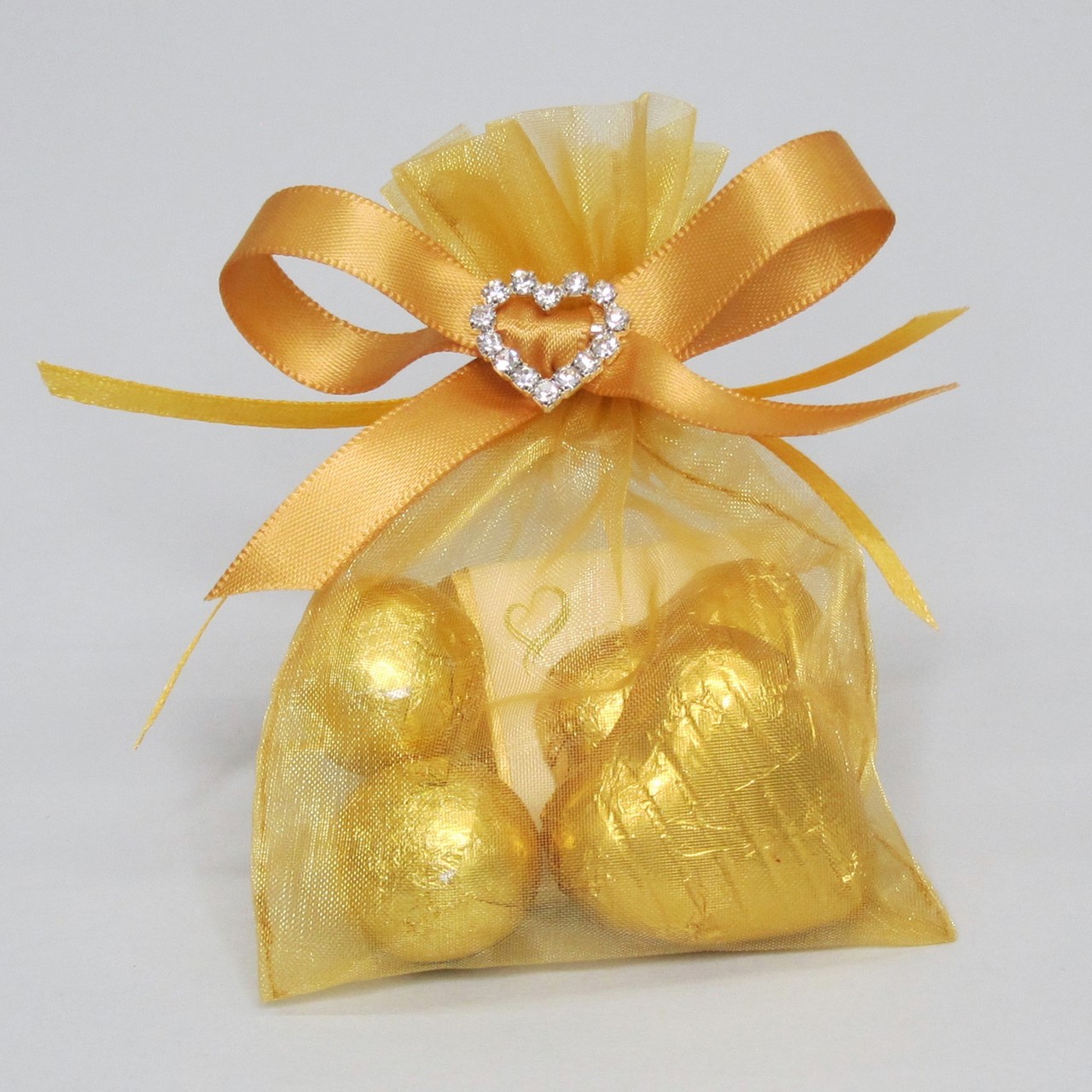 Picture of Golden Wedding Diamante Heart Bag