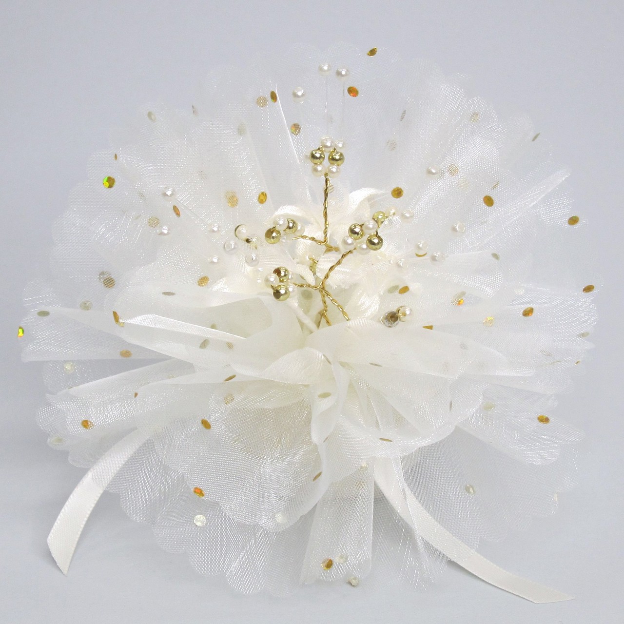 Picture of Pearl Bead Gold Dot Organza Net Favour