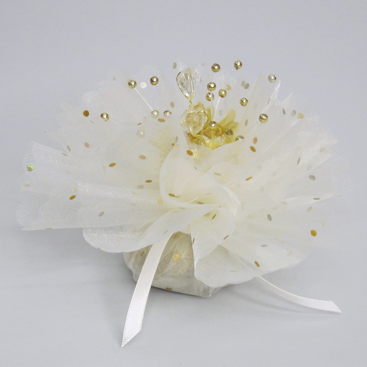 Picture of Crystal Heart Gold Dot Organza Net Favour