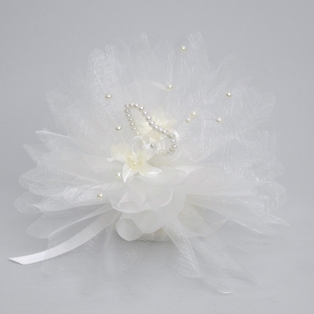 Picture of Pearl Heart Organza Net Favour