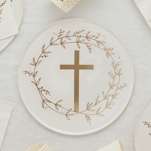 Picture of Gold Cross Foiled Paper Plates