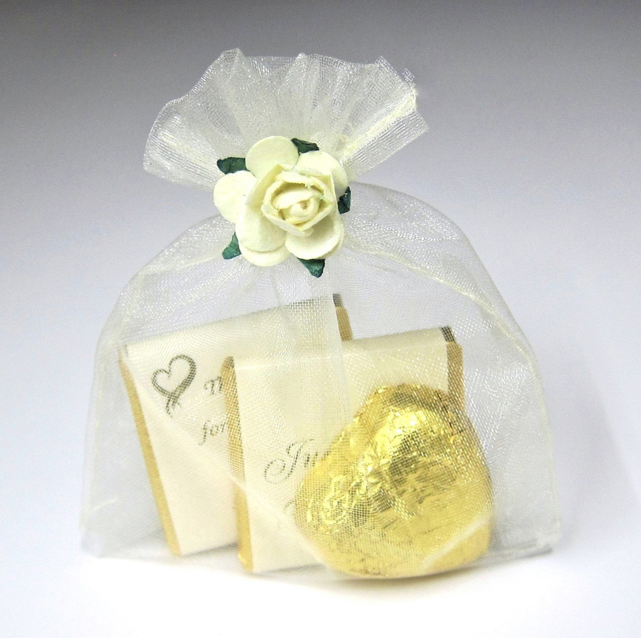 Picture of Ivory Voile Bag Chocolate Favour