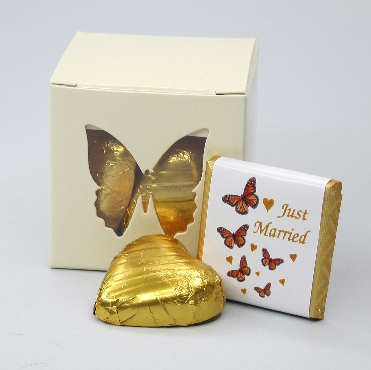 Picture of Golden Butterfly Hearts Favour Box