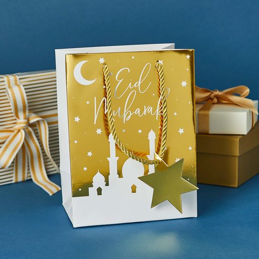 Picture of Gold Eid Gift Bags with Star Tags