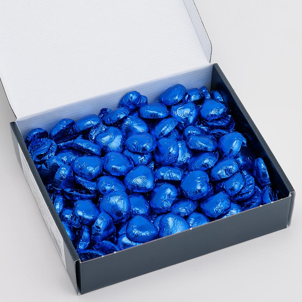 Royal Blue DS Foil Milk Chocolate Hearts